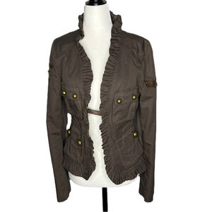 MACKAGE Military Ruffle Blazer in Taupe